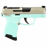 P365, Striker Fired, Semi-automatic, Polymer Frame Pistol, Sub-Compact, 380 ACP, 3.1" Barrel, Turquoise Frame, Nickel Optics Ready Slide, SIGLITE Day/Night Sights, 2 Magazines, 10 Rounds 365-380-REB-MS