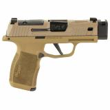 P365X, Striker Fired, Semi-automatic, Polymer Framed Pistol, Sub-Compact, 9MM, Zaffiri 3.7" Black Barrel With Threadless Compensator, Custom FDE Cerakote Finish by Shark Coast Tactical, XRAY3 Day/Night Sights, Optic Ready, 12 Rounds, 2 Magazines 365X-9-B