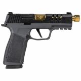 P365, XMacro, Striker Fired, Semi-automatic, Polymer Framed Pistol, Sub-Compact, 9MM, Gold Zaffiri Threaded 4.3" Barrel, Cerakote Finish, Black Slide, Grey Frame, XRAY3 Day/Night Sights, Optic Ready, 17 Rounds, 2 Magazines 365XCA-9-BLKGLD-SCT