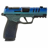 P365, XMacro, Striker Fired, Semi-automatic, Polymer Framed Pistol, Sub-Compact, 9MM, 3.1" Barrel, Cerakote Finish, Galactic June Bug, XRAY3 Day/Night Sights, Optic Ready, 17 Rounds, 2 Magazines 365XCA-9-COMP