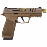 P365, XMacro, Striker Fired, Semi-automatic, Polymer Framed Pistol, Sub-Compact, 9MM, Gold Zaffiri Threaded 4.3" Barrel, Sand Cerakote Finish, XRAY3 Day/Night Sights, Optic Ready, 17 Rounds, 2 Magazines 365XCA-9-SANDGLD-SCT