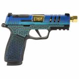 P365, XMacro, Striker Fired, Semi-automatic, Polymer Framed Pistol, Sub-Compact, 9MM, 3.7" Zaffiri Precision Threaded Gold Barrel, Cerakote Finish, Galactic June Bug, XRAY3 Day/Night Sights, Optic Ready, 17 Rounds, 2 Magazines 365XCA9GJBGOLD-SCT