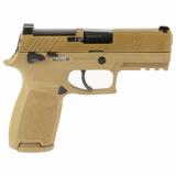 P320 Carry M18, Striker Fired, Semi-automatic, Polymer Frame Pistol, Compact, 9MM, 3.9" Barrel, PVD Finish, Coyote, SIGLITE Night Sights, Manual Safety, Optics Ready, 3 Magazines, 10 Rounds M18-9-CSS-MS-10