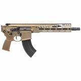 MCX SPEAR-LT, Semi-automatic Pistol, 7.69X39, 11.5" Barrel, Anodized Finish, Coyote, Flat Blade Match Trigger, 10" Lightweight Ergonomic M-LOK Handguard, Ambidextrous Controls, 28 Rounds, 1 Magazine, No Brace