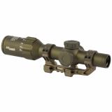 TANGO6T, Rifle Scope, 1-6X24mm, First Focal Plane DWLR-556 Reticle, .2 MRAD, 30mm Main Body Tube, Matte Finish, Flat Dark Earth, Includes 1.535" ALPHA4 Titanium Mount, Removable Throw Lever and Lay Flat  Flip Back Lens Covers, US Military Over Run Units