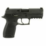 P320, Compact, Striker Fired, Semi-automatic, Polymer Frame Pistol, 9MM, 3.9" Barrel, Nitron Finish, Black, SIGLITE Night Sights, 15 Rounds, 2 Magazines W320C-9-BSS