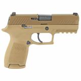 P320, Carry, Striker Fired, Semi-automatic, Polymer Frame Pistol, Compact, 9MM, 3.9" Barrel, PVD Finish, Coyote, SIGLITE Night Sights, 15 Rounds, 3 Magazines W320C-9-COY