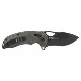 Kiku XR, Folding Knife, 3.03" Tanto Point Straight Edge, Linen Micarta Handle, Cryo CTS XHP Steel, Black and Graphite SOG-12-27-02-57