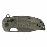 Kiku XR, Folding Knife, 3.2" Tanto Point Straight Edge, Linen Micarta Handle, Cryo CTS XHP Steel, Black SOG-12-27-04-57