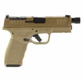 Hellcat Pro OSP, Striker Fired, Semi-automatic, Polymer Frame Pistol, 9MM, 4.4" Hammer Forged Barrel, Threaded 1/2x28, Optics Ready Slide, Cerakote Finish, Desert Flat Dark Earth, Textured Grip, Tritium Front Sight, Tactical Rack U-Notch Rear Sight, 2 Ma