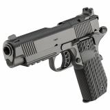 Tactical Response Pistol, Carry Contour, Semi-automatic, 1911, Metal Frame Pistol with Rail, Commander Size, 45 ACP, 4.25" Match Grade Barrel, Cerakote Finish, Black, AOS Optic Cut, VZ Grips Hydra G10 Grips, Front Tritium and Black Rear Sight, 7 Rounds,