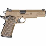Tactical Response Pistol, Semi-automatic, 1911, Metal Frame Pistol, Full Size, 45 ACP, 5" Match Grade Barrel, Cerakote Finish, Coyote Brown, VZ Grips Hydra G10 Grips, Tactical Rack 3-Dot Night Sights, 8 Rounds, 3 Rounds PC9125LRCB
