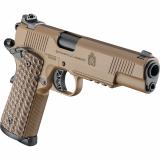Tactical Response Pistol, Semi-automatic, 1911, Metal Frame Pistol, Full Size, 45 ACP, 5" Match Grade Barrel, Cerakote Finish, Coyote Brown, VZ Grips Hydra G10 Grips, Tactical Rack 3-Dot Night Sights, 8 Rounds, 3 Rounds PC9125LRCB