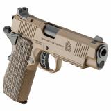 Tactical Response Pistol, Carry Contour, Semi-automatic, 1911, Metal Frame Pistol with Rail, Commander Size, 9MM, 4.25" Match Grade Barrel, Cerakote Finish, Coyote Brown, AOS Optic Cut, VZ Grips Hydra G10 Grips, Front Tritium and Black Rear Sight, 9 Roun