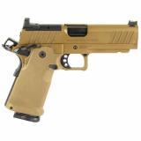 1911 DS Prodigy AOS, Semi-automatic, Metal Frame Pistol, 9MM, 4.25" Forged Stainless Steel Bull Barrel, Cerakote Finish, Coyote Brown, Polymer Grips, Fiber Optic Front and Black Serrated Rear Sights, Optics Ready, Ambidextrous Safety, 10 Rounds, 2 Magazi