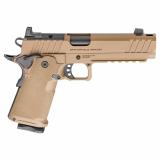 1911 DS Prodigy Comp, Semi-automatic, Metal FramePistol, Full Size, 9MM, 5" Forged Stainless Steel Bull Barrel, Forged Carbon Steel Frame, Cerakote Finish, Coyote Brown, Polymer Grips, Tritium Front and Black Serrated Rear Sights, Optics Ready, Ambidextr