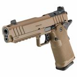 1911 DS Prodigy Comp, Semi-automatic, Metal FramePistol, Full Size, 9MM, 5" Forged Stainless Steel Bull Barrel, Forged Carbon Steel Frame, Cerakote Finish, Coyote Brown, Polymer Grips, Tritium Front and Black Serrated Rear Sights, Optics Ready, Ambidextr