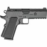 Emissary AOS, 1911, Single Action Only, Semi-Automatic, Commander Size, 45 ACP, 4.25" Match Grade Barrel, Stainless Steel Frame and Carbon Steel Slide, Cerakote Finish, Black, Optics Ready, VZ Grips Thin-Line G10, Manual Thumb Safety, Tritium/Luminescent
