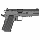 Emissary AOS, 1911, Single Action Only, Semi-automatic, Full Size, 9MM, 5" Match Grade Bull Barrel, Stainless Steel Frame and Carbon Steel Slide, Cerakote Finish, Black, Optics Ready, VZ Grips Thin-Line G10, Manual Thumb Safety, Tritium/Luminescent Front