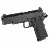 Emissary AOS, 1911, Single Action Only, Semi-automatic, Full Size, 9MM, 5" Match Grade Bull Barrel, Stainless Steel Frame and Carbon Steel Slide, Cerakote Finish, Black, Optics Ready, VZ Grips Thin-Line G10, Manual Thumb Safety, Tritium/Luminescent Front