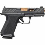 MR920 Elite, Striker Fired, Semi-automatic, Polymer Frame Pistol, Compact, Massachusetts Compliant, 9MM, 4" Bronze Spiral and Fluted Barrel, Nitride Finish Elite Slide, Black, Optics Ready, Flat Faced Trigger, Trigger Safety, Tritium Front Night Sight, 1