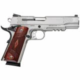 Model SW1911TA .45 ACP 5 Inch Barrel Stainless Steel Finish Tactical Rail Stainless Steel Textured Frame Wood Grips 8 Round