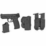 M&P 2.0, Full Size, Striker Fired, 9MM, 4.25" Barrel, Polymer Frame, Black Finish, 10rd, 3 Mags, Fixed Sights, No Magazine Safety, Carry & Range Kit that includes Caldwell Tac Ops Holster and Double Magazine pouch, Uplula Pistol Magazine Loader 12487