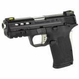 Performance Center Shield EZ, Semi-automatic, Compact, 9MM, 3.8" Ported Barrel, Black Armornite Finish, Polymer Frame, Black Color, Performance Center Aluminum Trigger, Grip Safety, Thumb Safety, Hi-Viz Litewave H3 Tritium/Lightpipe Sights, Silver Barrel