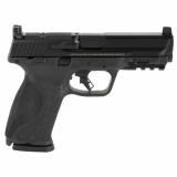 M&P 2.0, Striker Fired, Semi-automatic, Polymer Frame Pistol, Compact, 9MM, 4.25" Barrel, Armornite Finish, Black, Optic Height Sights, Optics Ready, Thumb Safety, Flat Face Trigger with Integrated Trigger Safety, 17 Rounds, 2 Magazines 13567