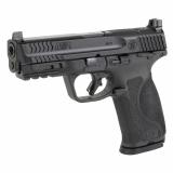 M&P 2.0, Striker Fired, Semi-automatic, Polymer Frame Pistol, Compact, 9MM, 4.25" Barrel, Armornite Finish, Black, Optic Height Sights, Optics Ready, Thumb Safety, Flat Face Trigger with Integrated Trigger Safety, 17 Rounds, 2 Magazines 13567