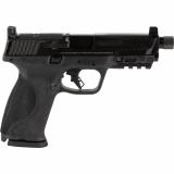 M&P9 M2.0, Striker Fired, Semi-automatic, Polymer Frame Pistol, Full Size, 9MM, 4.625" Threaded Barrel, 1/2x28, Armornite Finish, Black, Optic Height Sights, Optics Ready Slide, No Manual Safety, Flat Face Trigger with Integrated Trigger Safety, 17 Round
