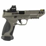 Performance Center M&P9 M2.0 Competitor, Striker Fired, Semi-automatic, Metal Frame Pistol, Full Size, 9mm, 5" Barrel, Cerakote Finish, Tungsten Gray, Ported Slide, Fiber Optic Front Sight, Serrated Blacked Out Rear Sight, 17 Rounds, 4 Magazines, Include