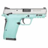 M&P9 SHIELD EZ M2.0, Internal Hammer Fired, Semi-automatic, Polymer Frame Pistol, Micro-Compact, 9MM, 3.68" Barrel, Cerakote Finish, Silver Frame, Robins Egg Blue Frame, 3-Dot Sights, Manual Thumb Safety, 8 Rounds, 2 Magazines 14021