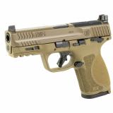 M&P M2.0, Striker Fired, Semi-automatic, Polymer Frame Pistol, Compact, 9MM, 4" Barrel, Cerakote Finish, Flat Dark Earth, Optics Ready Slide, Fixed Sights, Manual Thumb Safety, 10 Rounds, 2 Magazines 14100