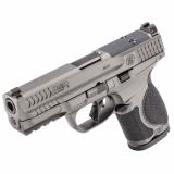 M&P M2.0 Metal, Semi-automatic, Striker Fired, Aluminum Frame Pistol, Compact, 9MM, 4" Barrel, Optic Ready, Tungsten Gray Cerakote Finish, Gray, 15 Rounds, 2 Magazines 14101