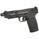 M&P, Semi-automatic, Internal Hammer Fired, Full Size, 5.7X28MM, 5" Threaded Barrel, Optics Ready, Manual Thumb Safety, Optic Height Sights, Black, 22 Rounds, 4 Magazines, M&P Pro Tac Padded Handgun Case 14378