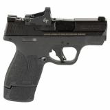 M&P9 Shield Plus OR, Striker Fired, Semi-automatic, Polymer Frame Pistol, Micro Compact, 9MM, 3.1" Barrel, Armornite Finish, Black, Tritium Night Sights, Optics Ready, No Thumb Safety, 3 Magazines, (2)-15 Rounds and (1)-10 Rounds, Zippered Notebook Case,
