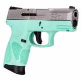 G2C, Compact Pistol, Striker Fired, 9MM, 3.2" Barrel,Cyan Polymer Frame, Silver Slide, Adjustable Sights, 12 Rounds, 2 Magazines 1-G2C939-12C
