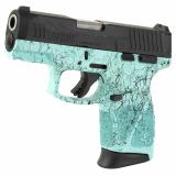 G3C, Striker Fired, Semi-automatic, Polymer Frame Pistol, Compact, 3.26" Barrel, Matte Finish, Cyan Frame w/Black Splatter, Black Slide, Fixed Front Sight With Drift Adjustable Rear Sight, 12 Rounds, 3 Magazines 1-G3C931-SP4