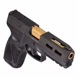 G3, T.O.R.O. (Taurus Optic Ready Option) Custom, Striker Fired, Semi-automatic, Polymer Frame Pistol, Full Size, 9MM, 4" PVD Gold Barrel, Slide Cuts, Matte Finish, Black, Fixed Front Sight With Drift Adjustable Rear Sight, Manual Thumb Safety, 17 Rounds,