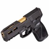G3, T.O.R.O. (Taurus Optic Ready Option) Custom, Striker Fired, Semi-automatic, Polymer Frame Pistol, Full Size, 9MM, 4" PVD Gold Barrel, Slide Cuts, Matte Finish, Black, Fixed Front Sight With Drift Adjustable Rear Sight, Manual Thumb Safety, 17 Rounds,