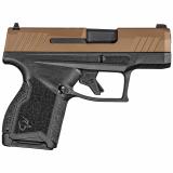 GX4, Striker Fired, Semi-automatic, Polymer Frame Pistol, Compact, 9MM, 3" Barrel with DLC Finish, Troy Coyote Ceralpte Finish Slide, Fixed Steel Front Sight, Drift-Adjustable Steel Rear Sight w/ Serrated Ramp, Two Backstrap Options, 11 Rounds, 2 Magazin