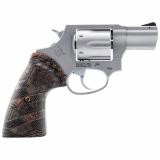 Model 856, Double/Single Action Revolver, Small Frame, 38 Special +P, 2" Barrel, Matte Stainless Finish, Silver, Custom Flag Engraved Wood Grips, Fixed Sights, 6 Rounds 2-85629-US2
