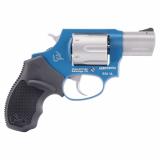 Model 856, Double Action, Metal Frame Revolver, Small Frame, 38 Special, 2" Barrel, Steel, Matte Finish, Sky Blue and Stainless Steel, Rubber Grips, Fixed Sights, 6 Rounds 2-85629ULC23