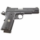 CQB, Single Action Only, Semi-automatic, Metal Frame Pistol, Full Size, 45 ACP, 5" Barrel, Steel Frame, Armor Tuff Finish, Black, G10 Starburst Grips, Fiber Optic Front Sight and Rear Battlesight, Ambidextrous Thumb Safety, 8 Rounds, 2 Magazines CQB-FS-4
