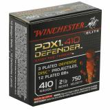 PDX1 Defender Ammunition For Personal Defense .410 Gauge 2.5 Inch 3 Disk Over 12 BB 10 Per Box