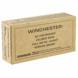 Winchester Service Grade |9MM, 115Gr, Full Metal Jacket, 50 Round Box SG9W