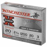 Super-X Buffered Buckshot 20 Gauge 2.75 Inch 1200 FPS 20 Pellets 3 Buck