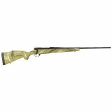 Vanguard Outfitter, Bolt Action Rifle, 6.5 PRC, 24" Spiral Fluted #2 Contour Barrel, Threaded 1/2-28, 1:8" Twist, Cerakote Finish, Graphite Black, Weatherby Monte Carlo Stock, Brown and White Hand Sponge Paint, Two Stage Adjustable Trigger, Accubrake ST