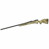 Vanguard Outfitter, Bolt Action Rifle, 6.5 PRC, 24" Spiral Fluted #2 Contour Barrel, Threaded 1/2-28, 1:8" Twist, Cerakote Finish, Graphite Black, Weatherby Monte Carlo Stock, Brown and White Hand Sponge Paint, Two Stage Adjustable Trigger, Accubrake ST